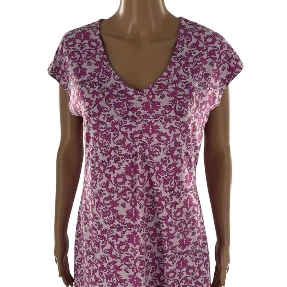 Title Nine Pink Paisley Daring Diamalete Short Sleeve Dress - Picture 3 of 9
